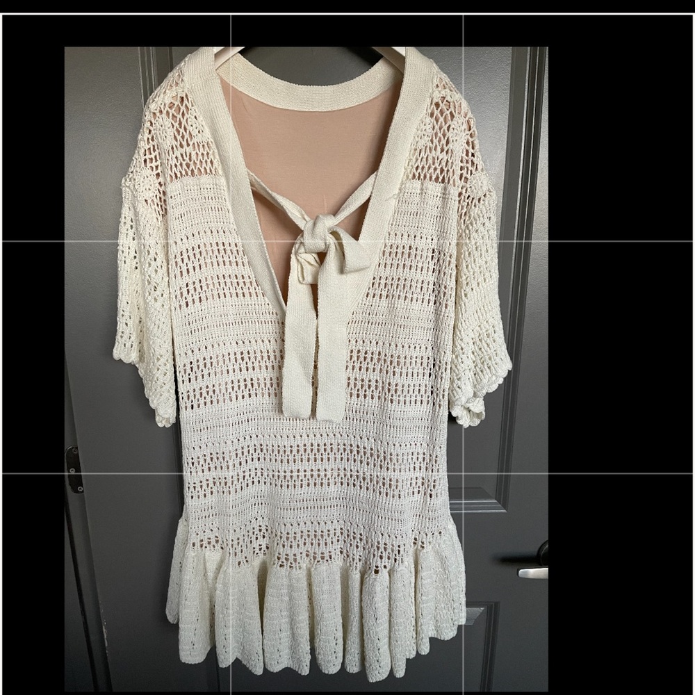 BOHO chunky knit free people blouson dress top heavyweight lined Free people